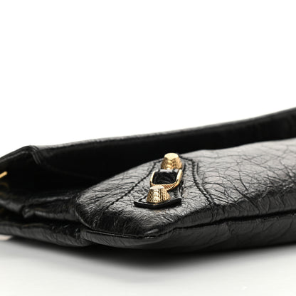 Balenciaga Agneau Giant 12 Gold Hardware Envelope Strap Clutch Black 7 of 8