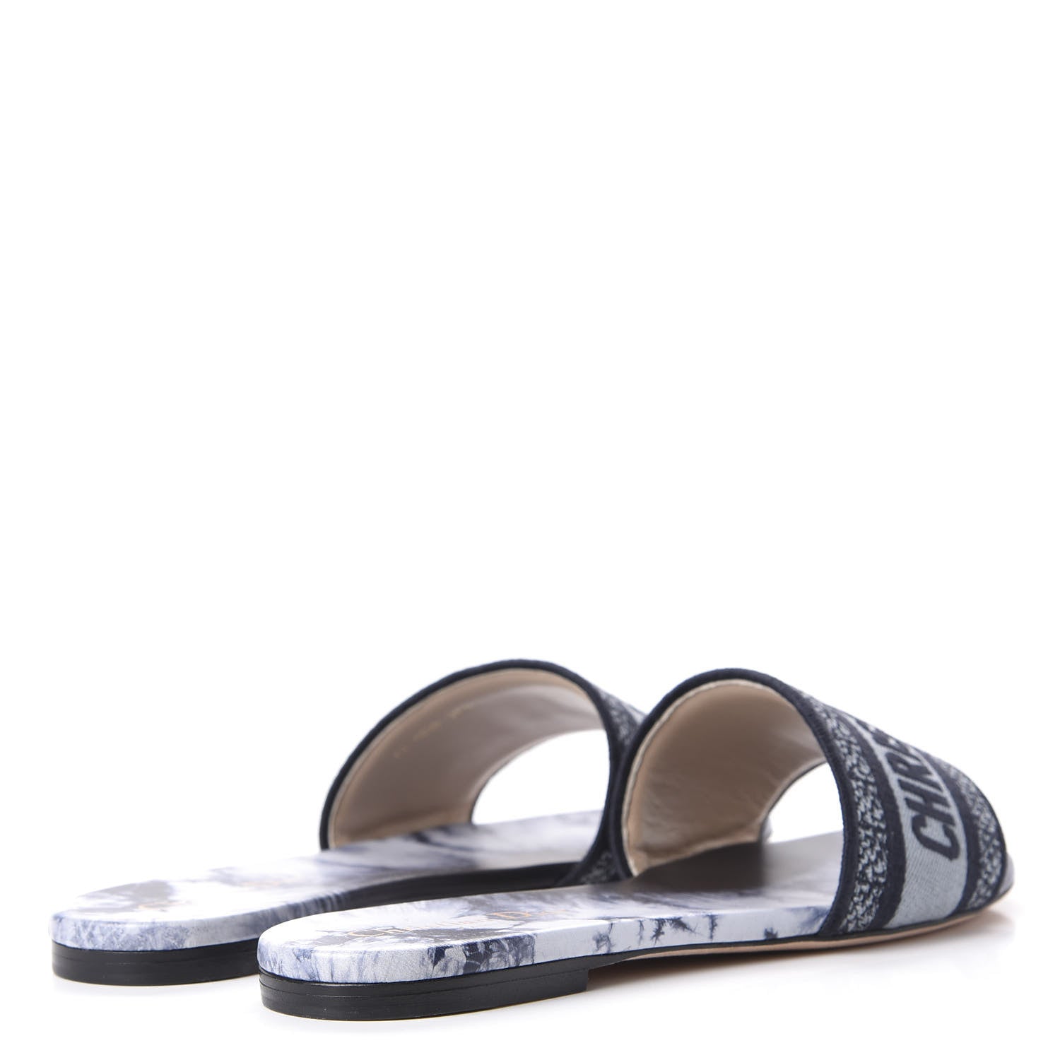 Christian Dior Canvas Tie and Dior Embroidered Dway Flat Slide Sandals 39.5 Denim 4 of 10