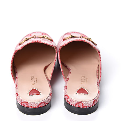Gucci Canvas GG Monogram Horsebit Womens Princetown Slippers 37.5 Gardenia Hibiscus Red 4 of 10