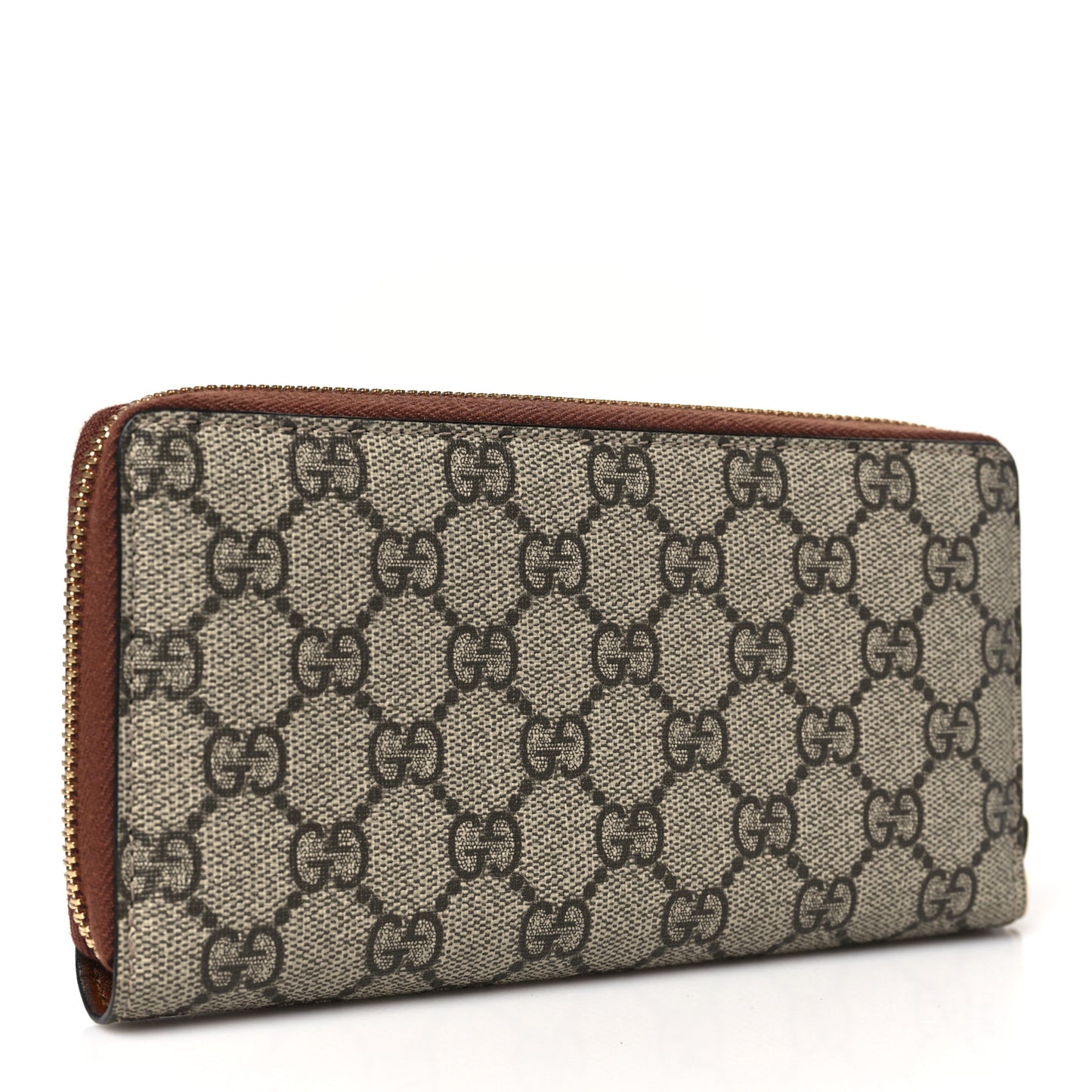GG Supreme Monogram Cuoio Toscano Zip Around Wallet Beige Ebony Cuir