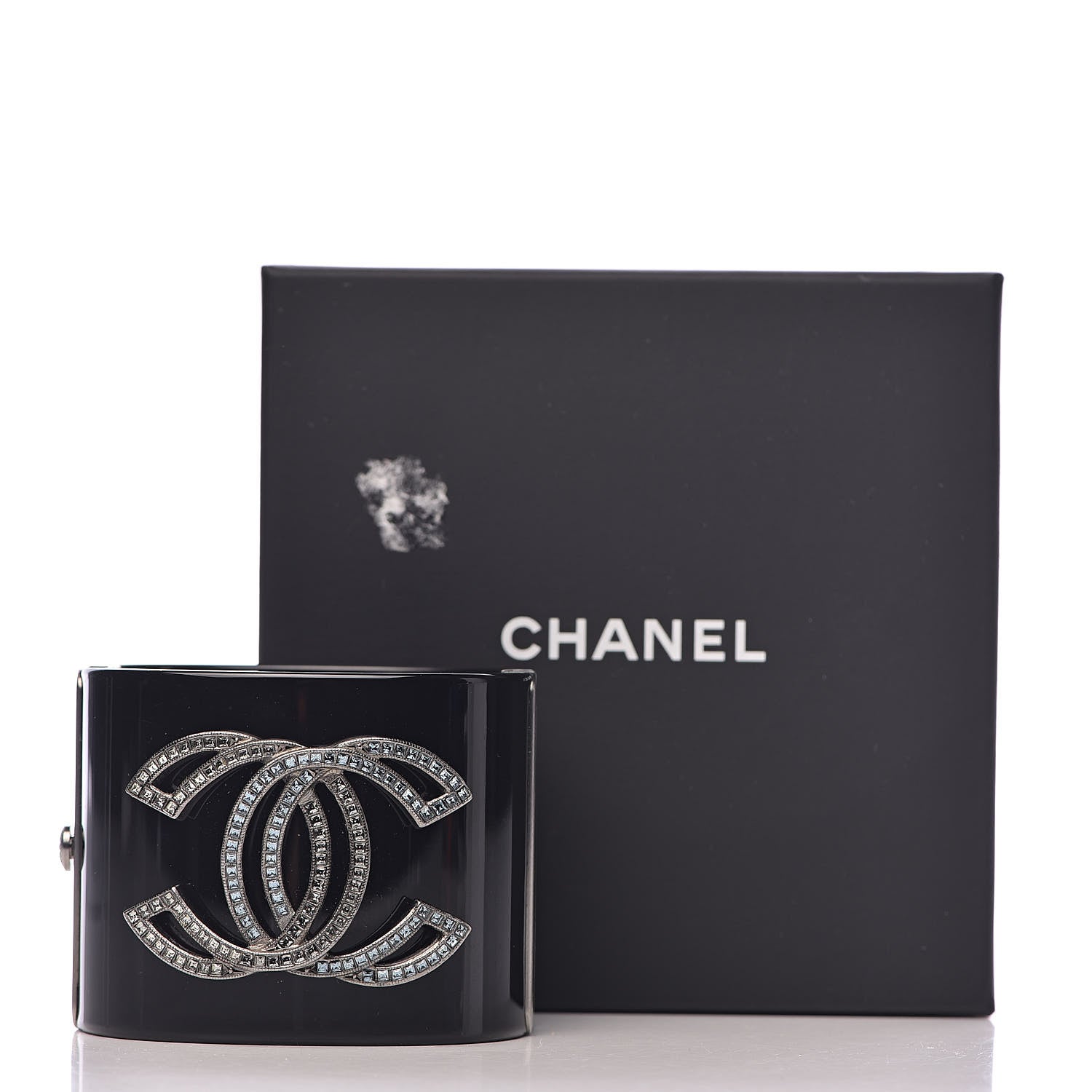 Chanel Resin Baguette Crystal CC Cuff Black 6 of 6