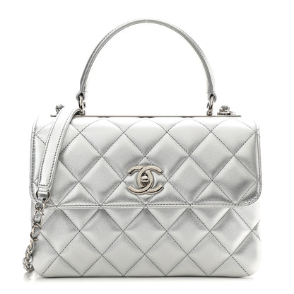 Chanel Metallic Lambskin Quilted Small Trendy CC Flap Dual Handle Bag Silver 1 of 11