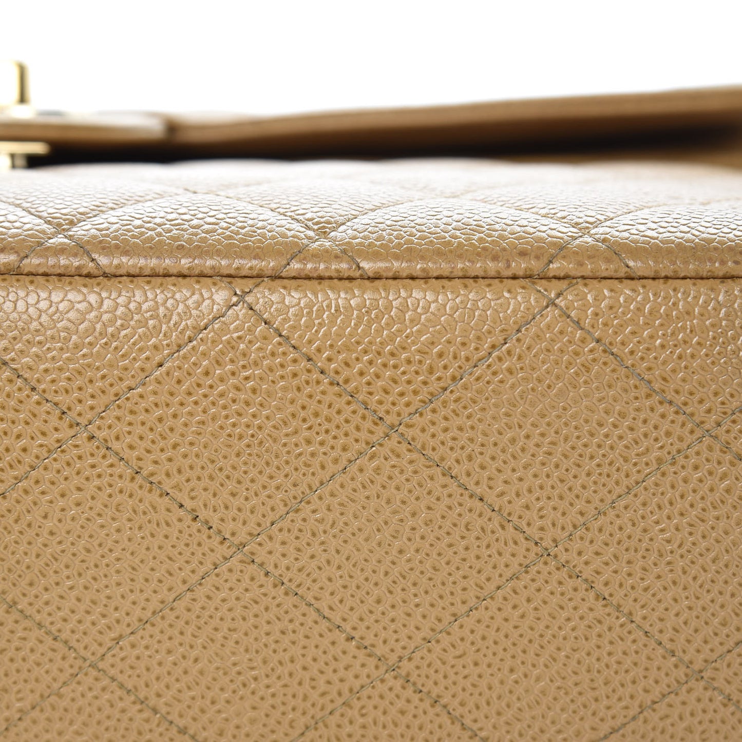 Caviar Quilted Jumbo Single Flap Beige