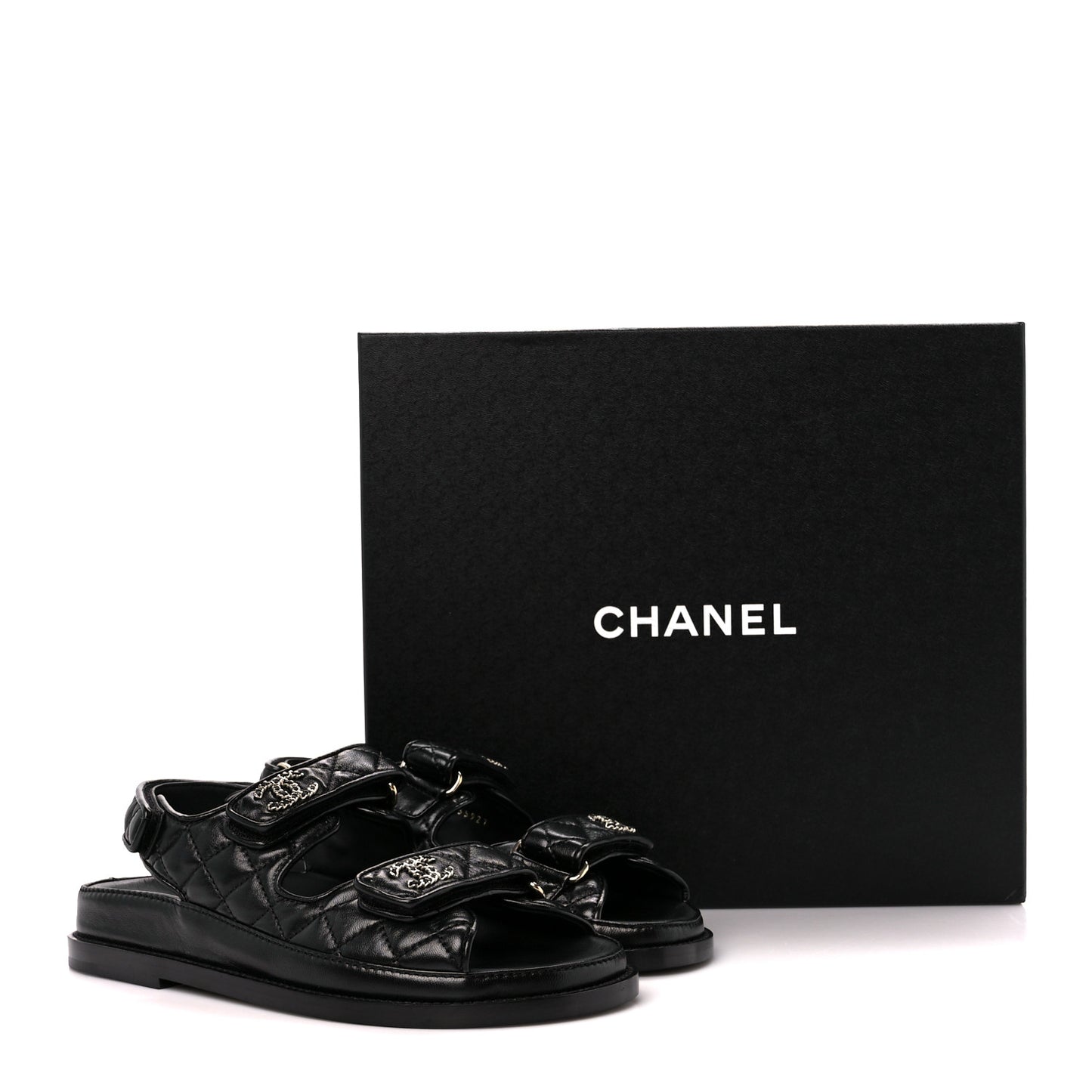 Lambskin Velcro Dad Sandals 36 Black