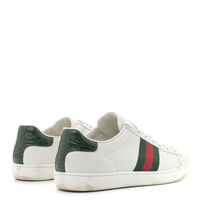 Gucci Calfskin Crocodile Web Womens Ace Sneakers 38 White Green 3 of 18