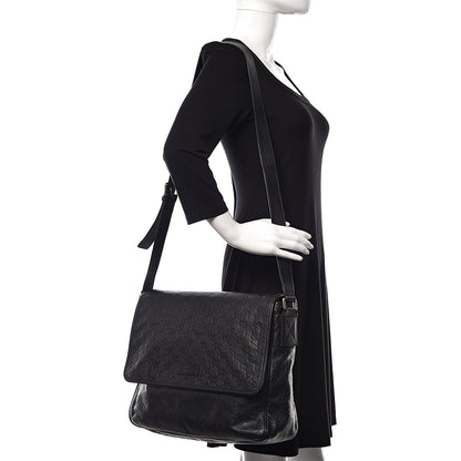 Gucci Guccissima Medium Flap Messenger Bag Black 2 of 12