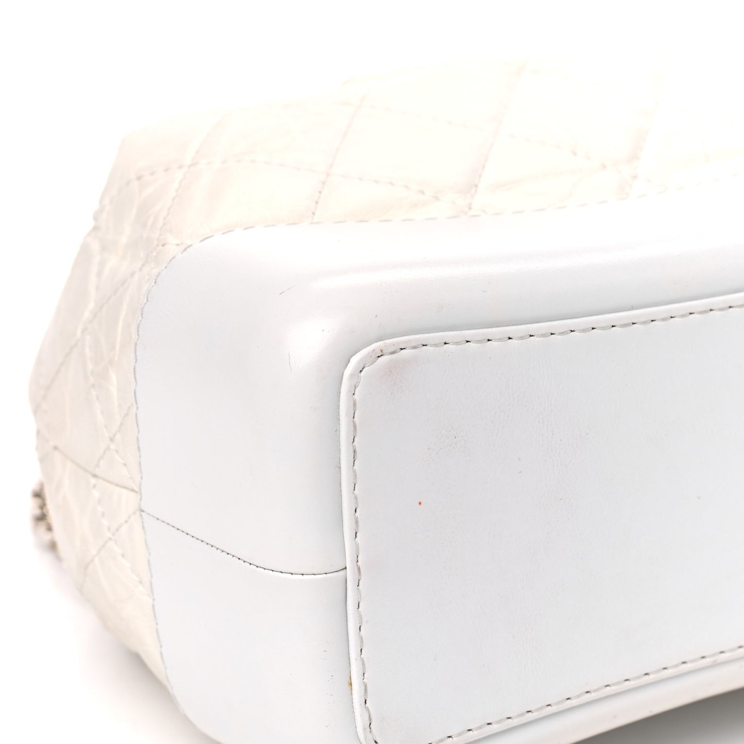 Aged Calfskin Quilted Small Gabrielle Backpack White