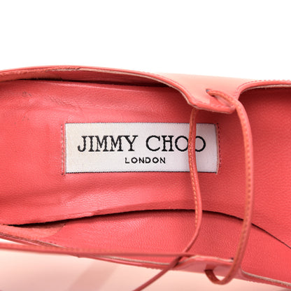 Jimmy Choo Patent Vita 100 Lace Up Pumps 36 Coral Pink 7 of 8