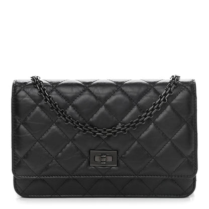 Chanel Aged Calfskin Quilted Reissue Wallet On Chain WOC So Black 1 of 12
