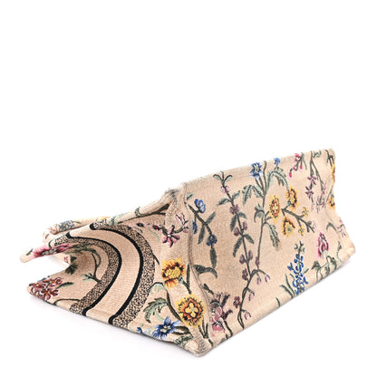 Christian Dior Raffia Embroidered Petites Fleurs Medium Book Tote Natural 4 of 12