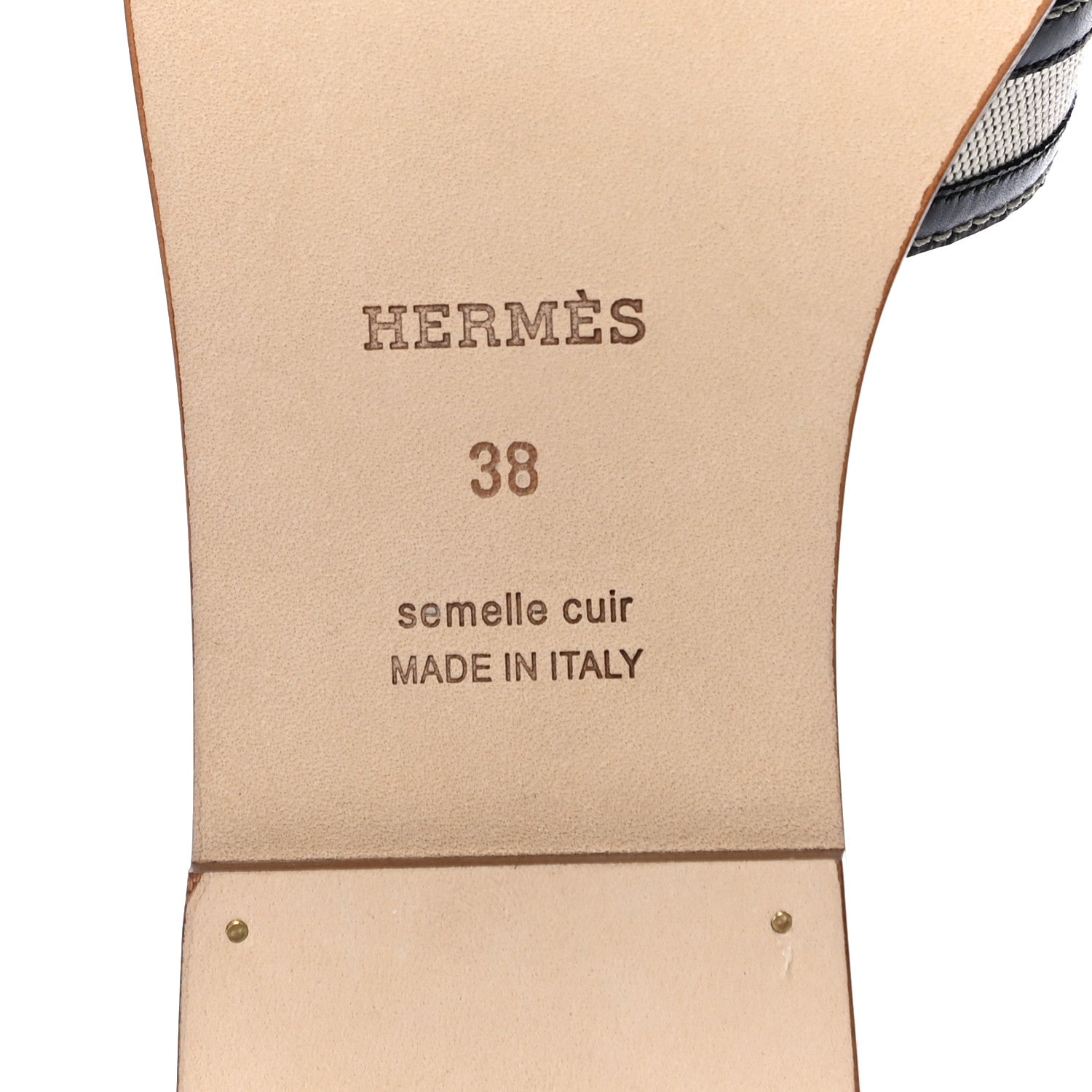 Hermes Calfskin Canvas Oran Sandals 38 Black 6 of 12