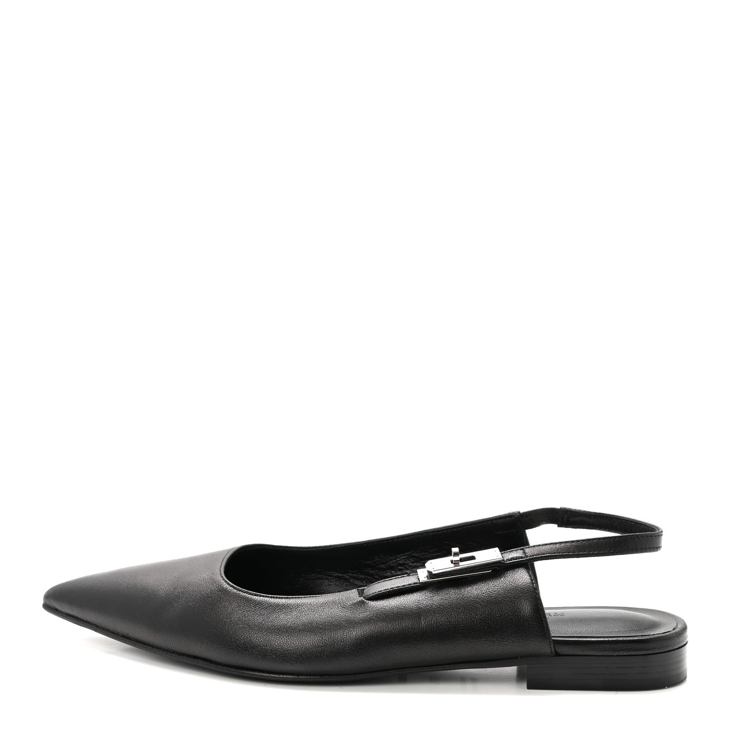 Hermes Nappa Lovely Slingback Flats 37.5 Black 1 of 10