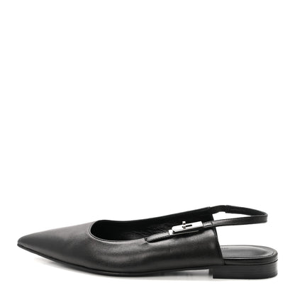 Hermes Nappa Lovely Slingback Flats 37.5 Black 1 of 10