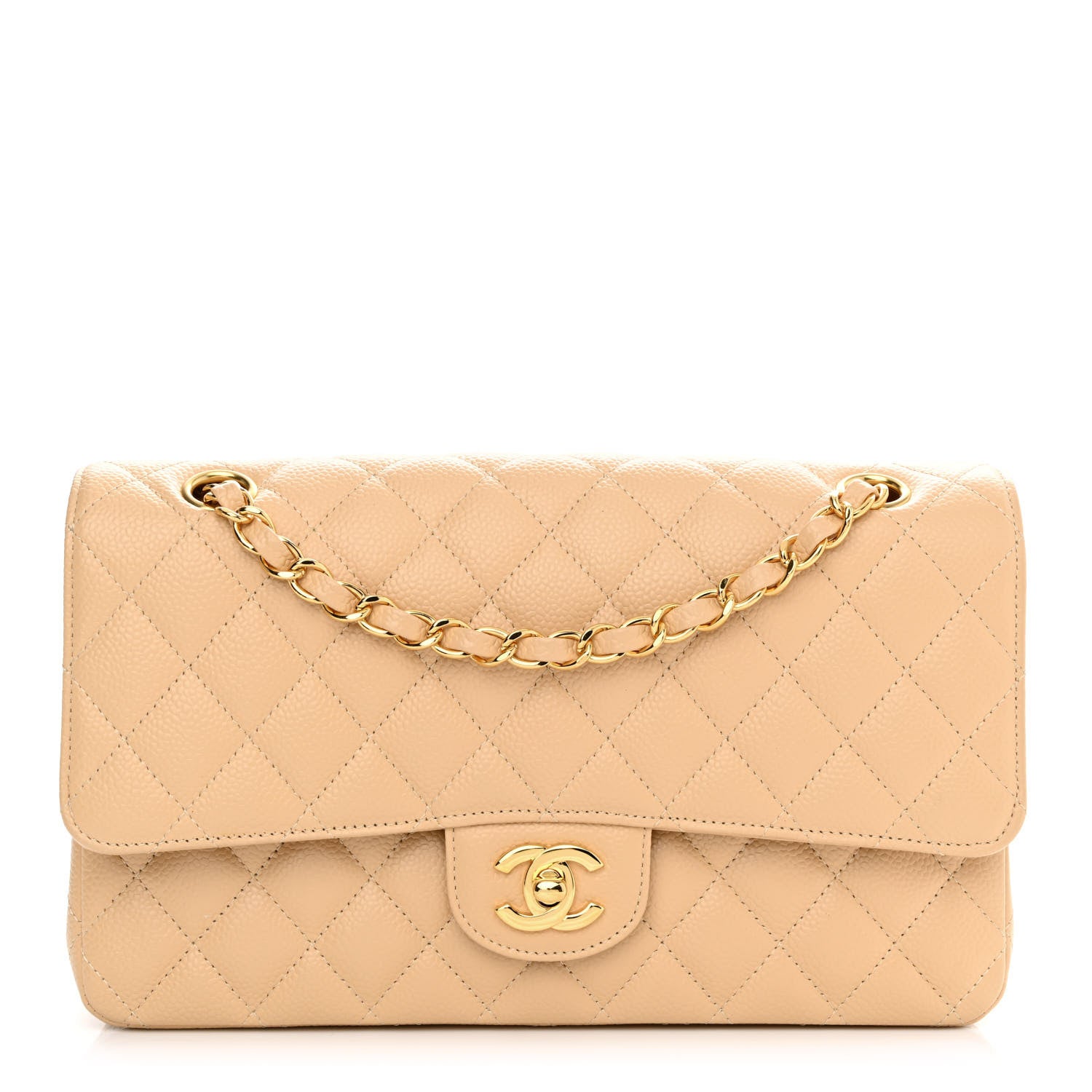 Chanel Caviar Quilted Medium Double Flap Beige 1 of 11