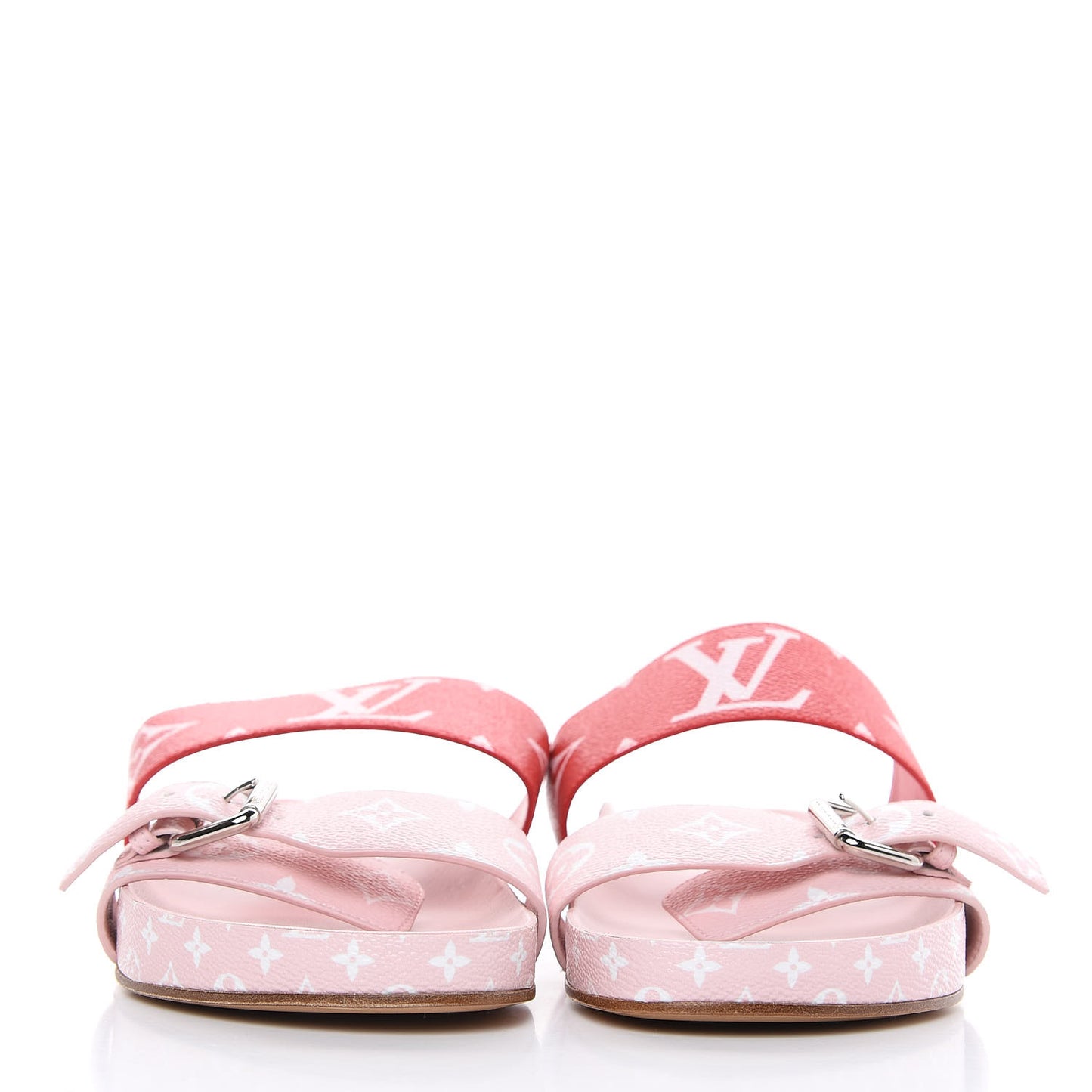Monogram Giant Bom Dia Flat Mule Sandals 41 Rouge Rose