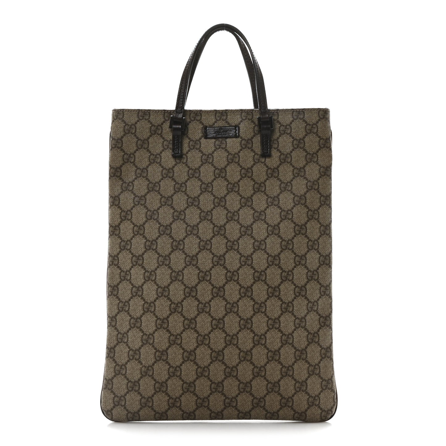 GG Plus Monogram Flat Vertical Tote Dark Brown