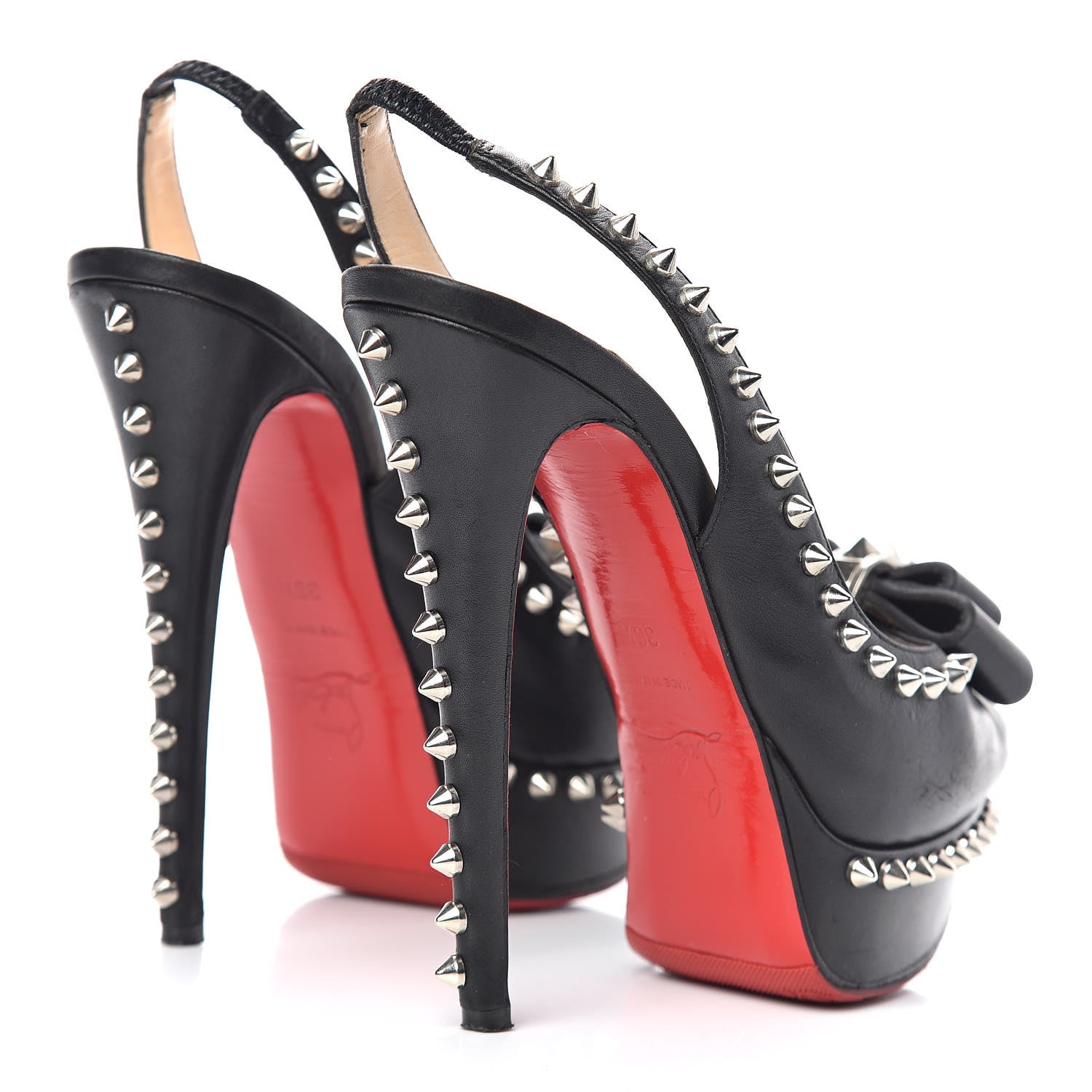 Christian Louboutin Calfskin Lady Clou Spikes VIP 150 Pumps 36.5 Black 4 of 7