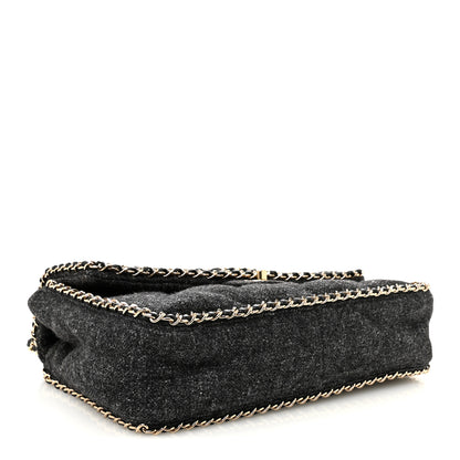 Chanel Wool Tweed Quilted Coco Neige Chain Around Flap Black 4 of 10