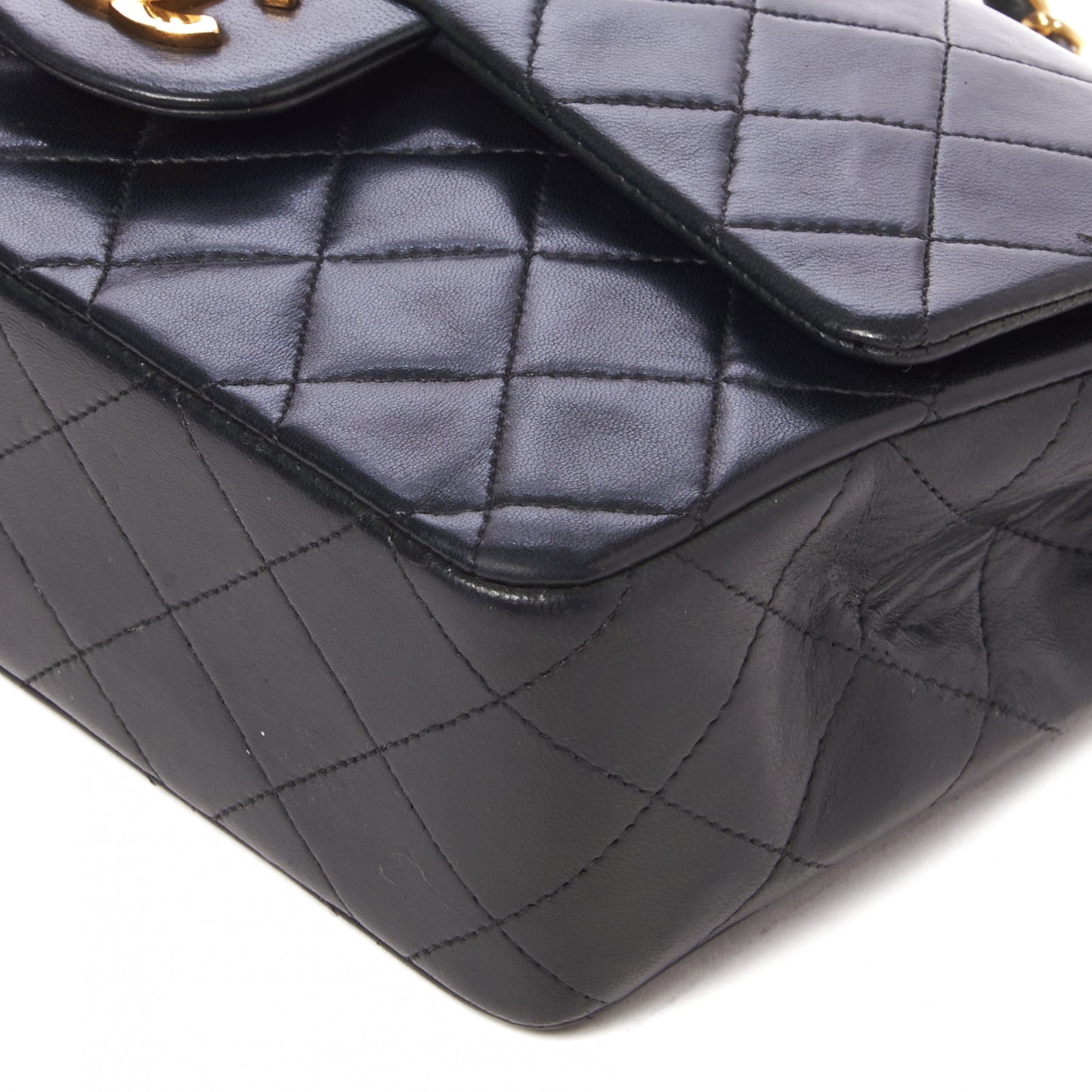 Lambskin Quilted Small Double Flap Black