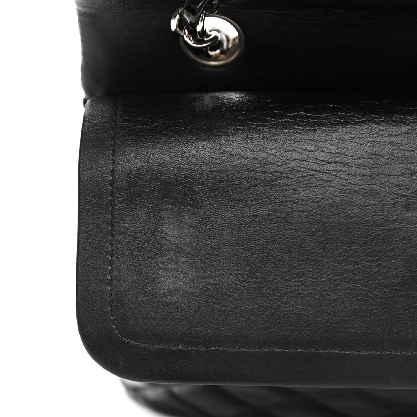 Patent Quilted Medium Double Flap Black