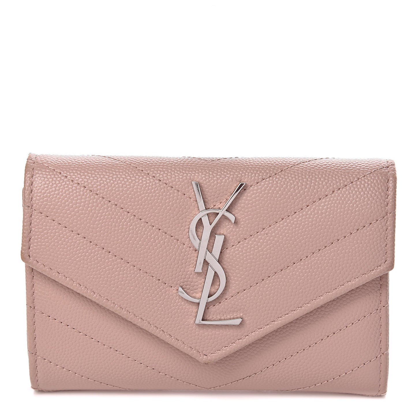 Grain De Poudre Matelasse Chevron Small Monogram Envelope Wallet Pale Blush