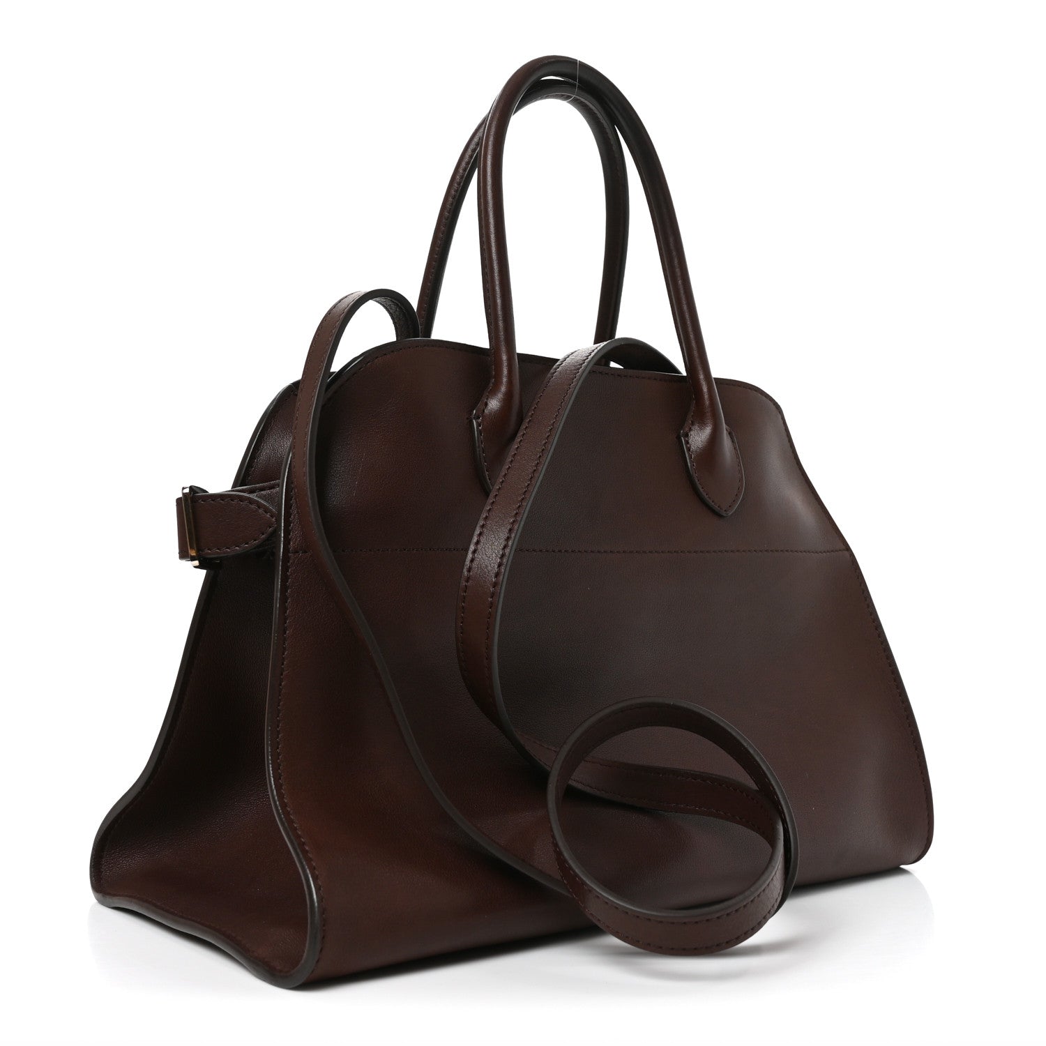 The Row Polished Saddle Calfskin Soft Margaux 12 Dark Brown 3 of 9