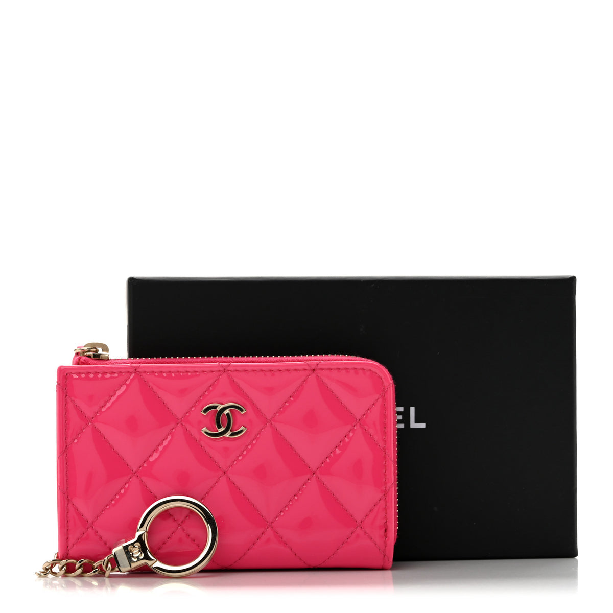 Chanel Patent Quilted Key Holder Case Pink 10 of 10
