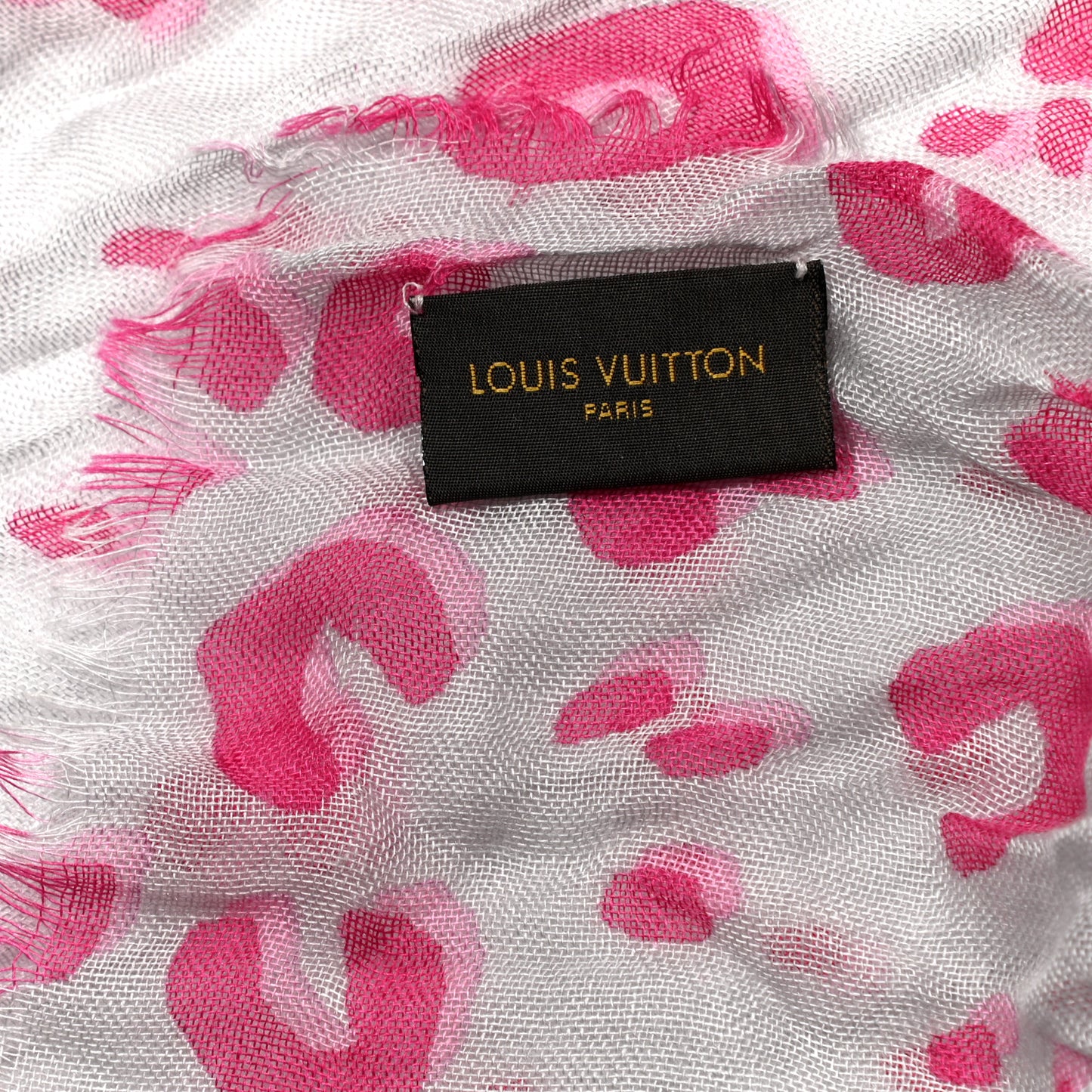 Cashmere Silk Sprouse Leopard Scarf White Pink