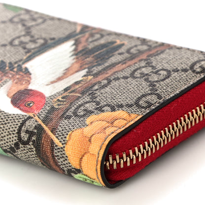Gucci GG Supreme Monogram Tian Zip Around Card Case Wallet Beige Multicolor Red 9 of 10