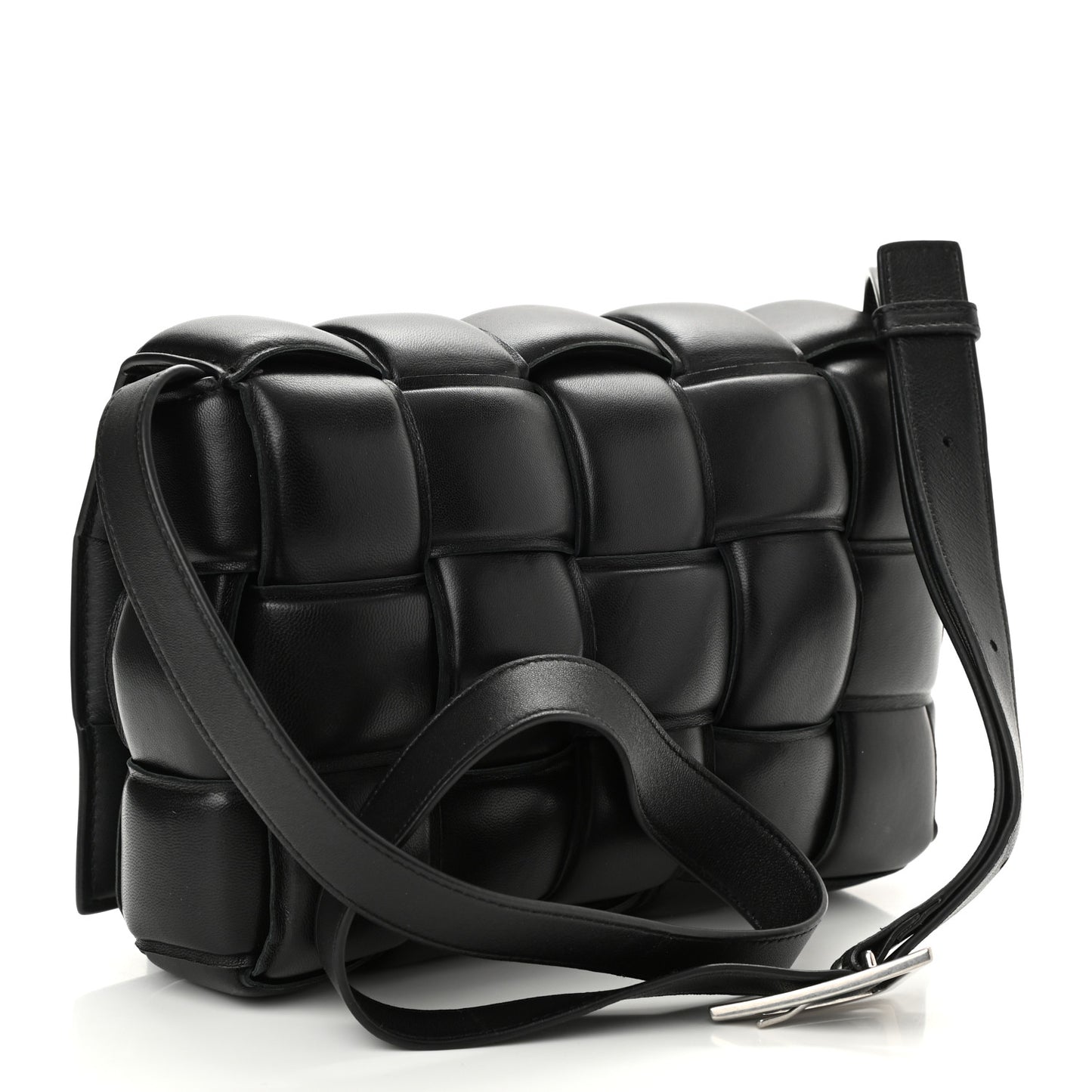 Nappa Maxi Intreccio Padded Cassette Crossbody Bag Black