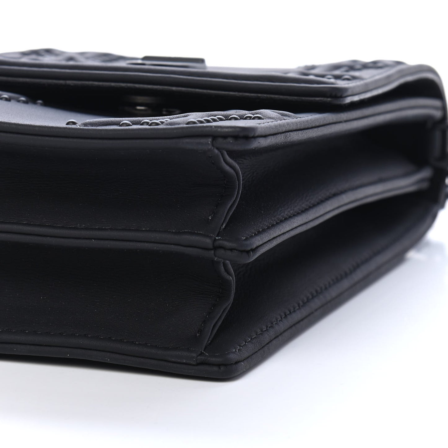 Ultra Matte Calfskin Studded Vertical Diorama Black