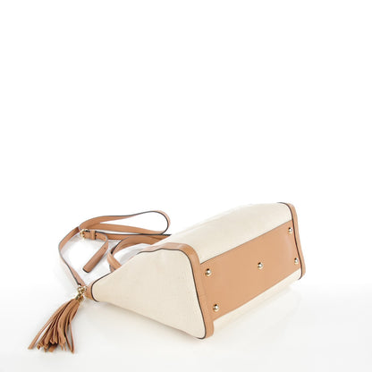 Gucci Canvas Pebbled Calfskin Small Soho Top Handle Bag Natural Rose Beige 4 of 7