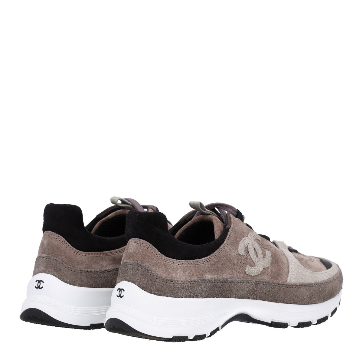 Calfskin Suede CC Sneakers 37 Brown Black