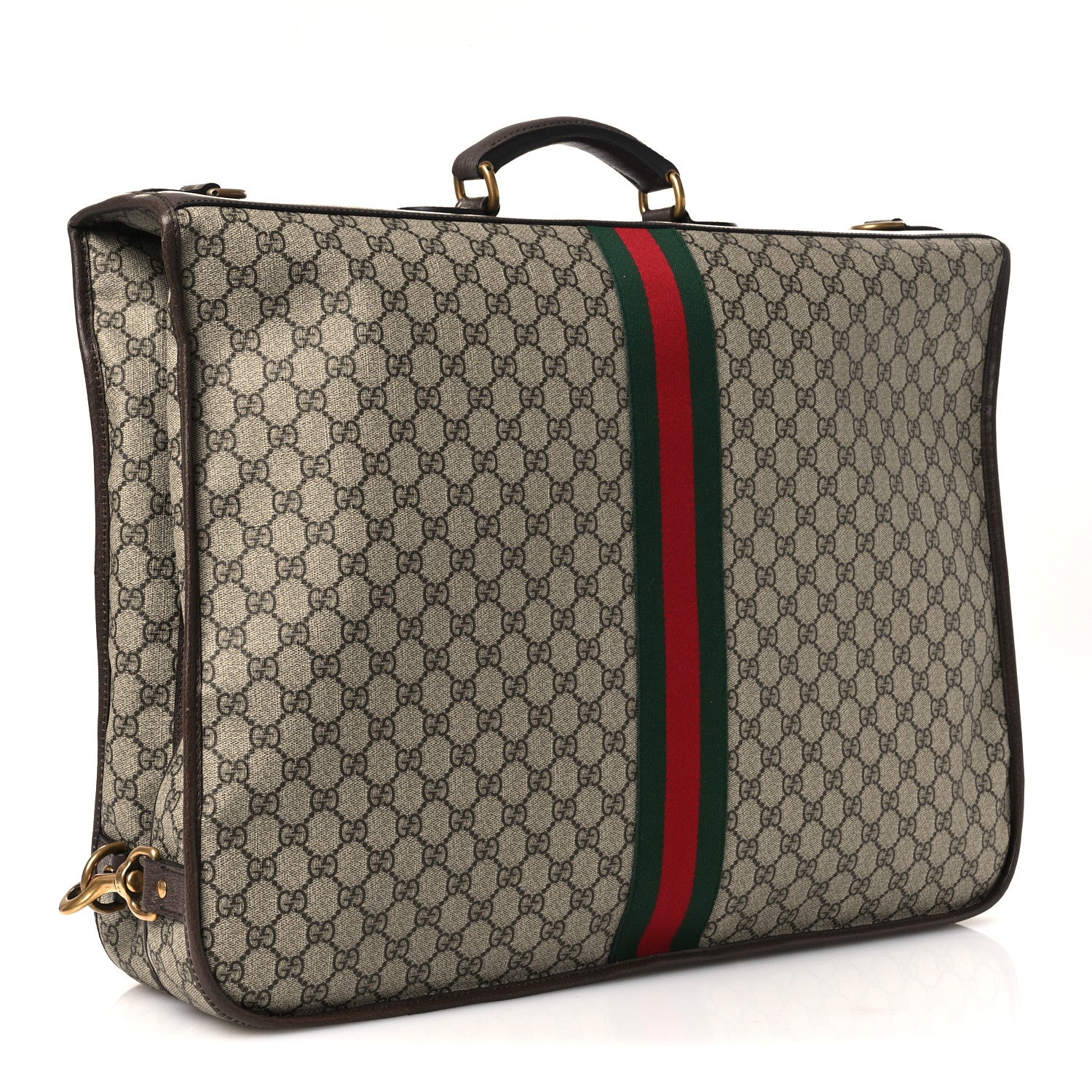 Gucci GG Supreme Monogram Textured Dollar Calfskin Web Ophidia Savoy Garment Bag Beige Ebony New Acero 2 of 12