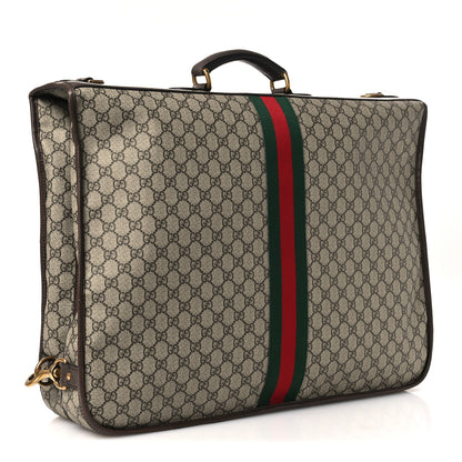Gucci GG Supreme Monogram Textured Dollar Calfskin Web Ophidia Savoy Garment Bag Beige Ebony New Acero 2 of 12