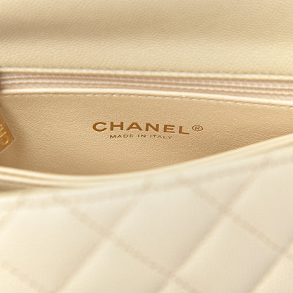 Chanel Caviar Elaphe Quilted Mini Coco Handle Flap Ivory 6 of 11