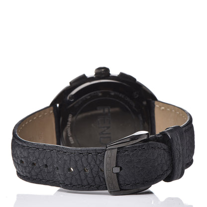 Fendi Stainless Steel Calfskin Diamond 40mm Momento Bugs Quartz Watch Black 4 of 9