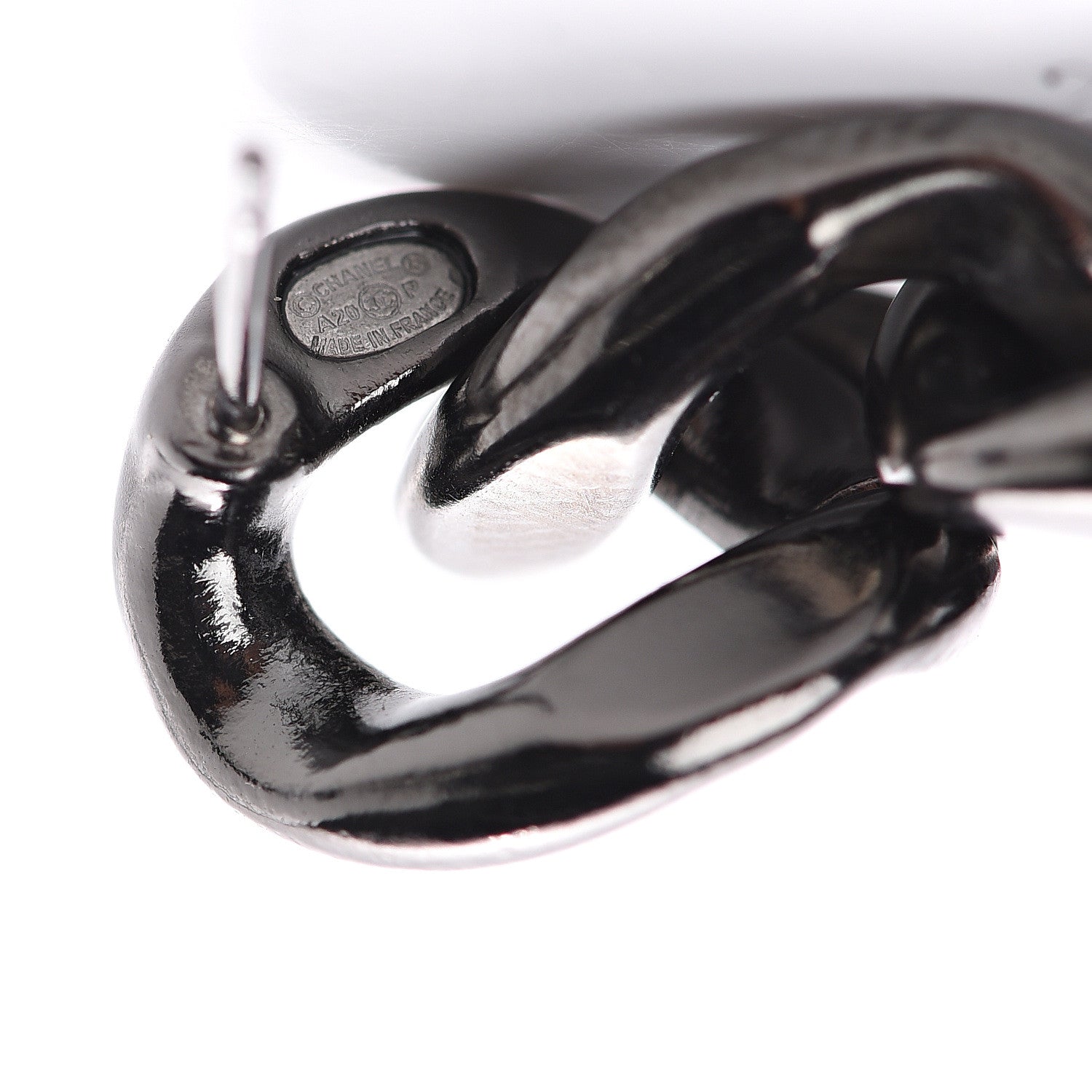 Chanel Metal CC Pick Drop Earrings Ruthenium 4 of 4
