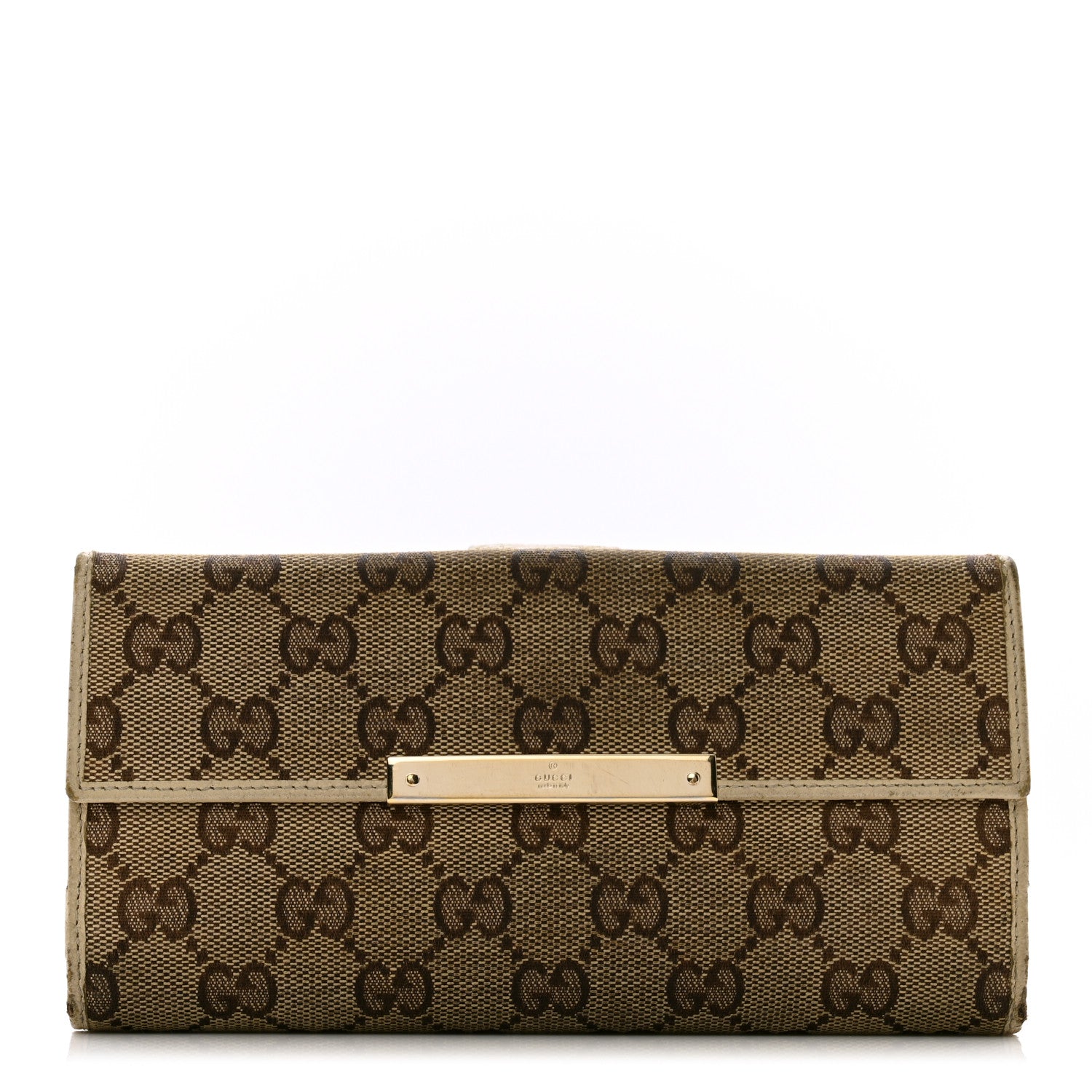 Gucci Monogram Metal Bar Continental Flap Wallet Off White 1 of 11