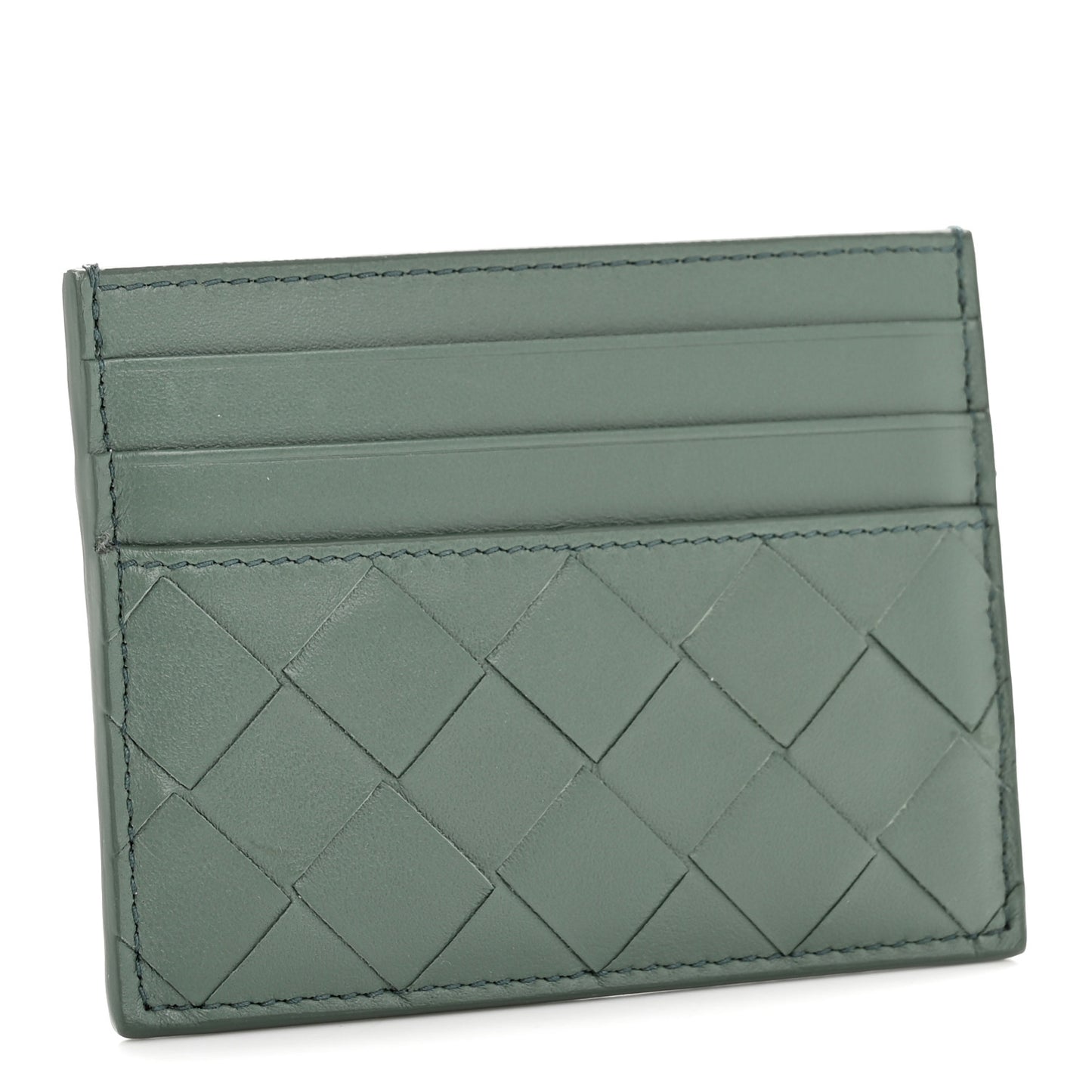 Nappa Intrecciato Card Holder Aloe