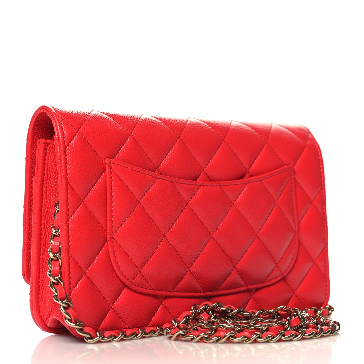 Chanel Caviar Quilted Wallet On Chain WOC Red 3 of 11