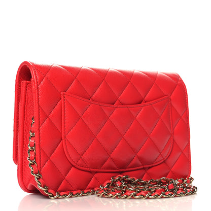 Chanel Caviar Quilted Wallet On Chain WOC Red 3 of 11