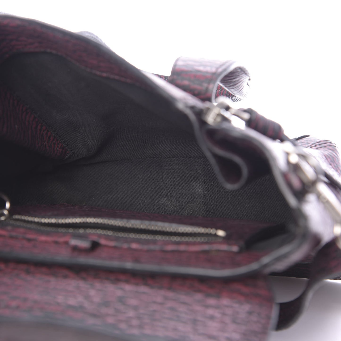 3.1 Textured Calfskin Mini Pashli Satchel Black Red