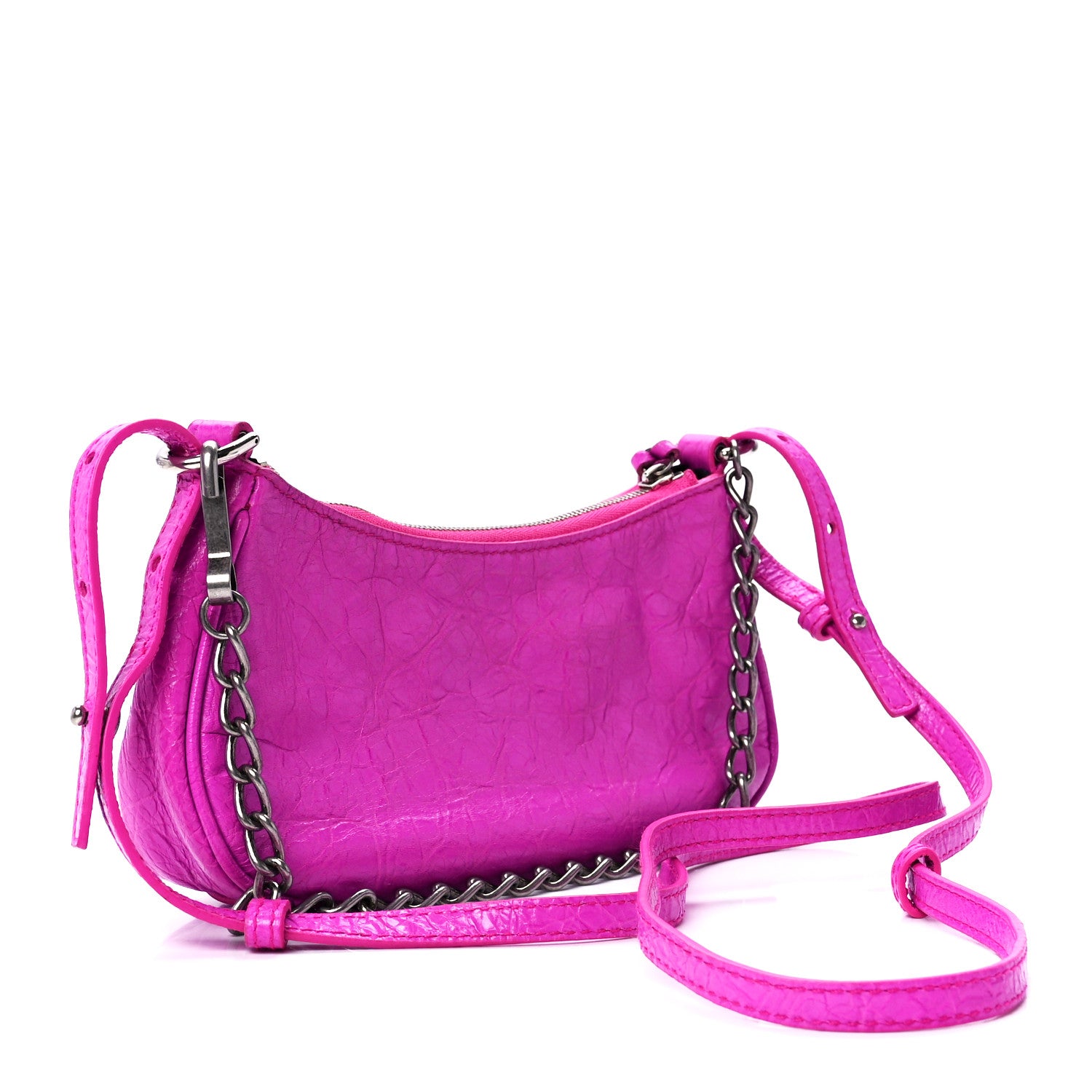 Balenciaga Agneau Arena Le Cagole Mini Purse With Chain Lipstick Pink 4 of 12