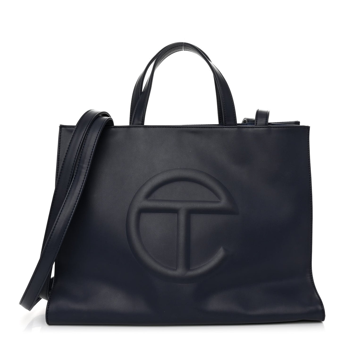 Vegan Leather Medium Shopping Bag Navy