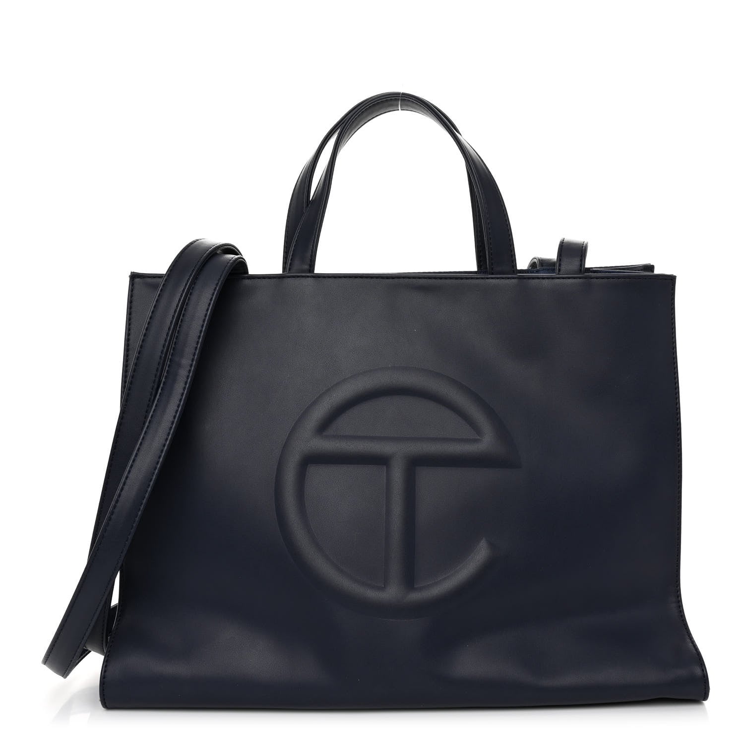 Telfar Vegan Leather Medium Shopping Bag Navy 1 of 9
