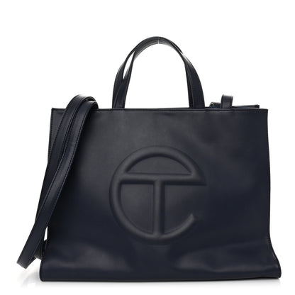 Telfar Vegan Leather Medium Shopping Bag Navy 1 of 9