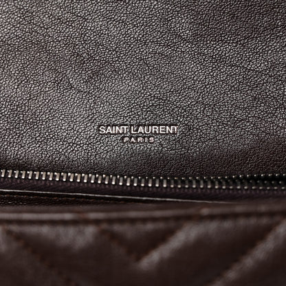 Saint Laurent Sheepskin Matelasse Chevron Monogram Medium College Bag Black Tulip 6 of 13