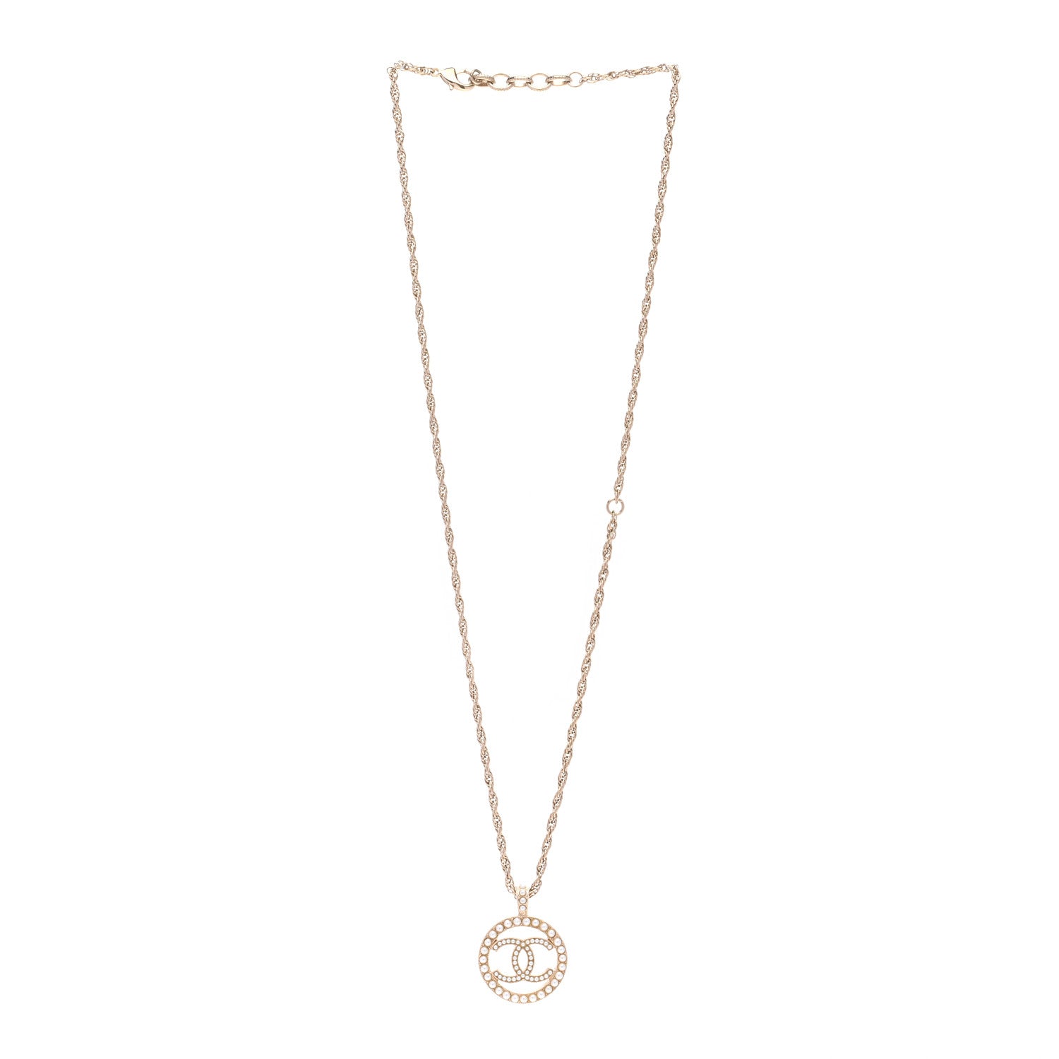 Chanel Pearl CC Round Pendant Necklace Gold 4 of 6