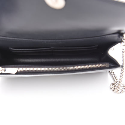 Christian Dior Metallic Patent Micro-Cannage Diorama Wallet on Chain Pouch Silver 4 of 8